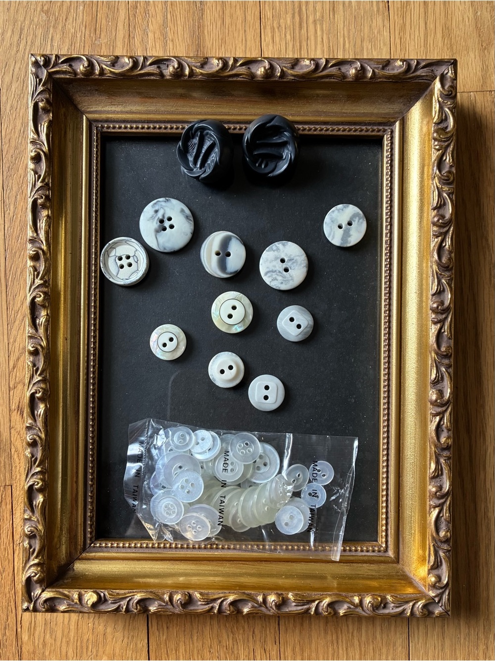 Vintage Sewing Buttons (40) Plastic/Lucite 1960’s/1970’s Greys & Off White